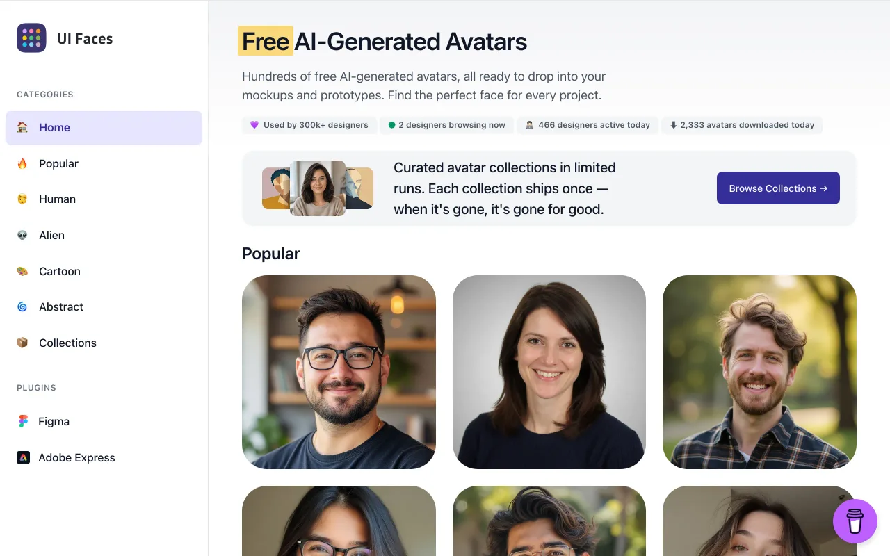UI Faces screenshot