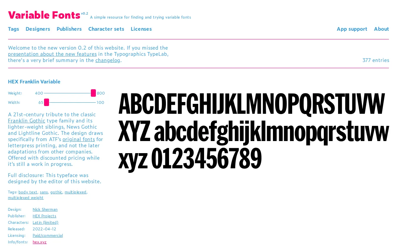 Variable Fonts screenshot