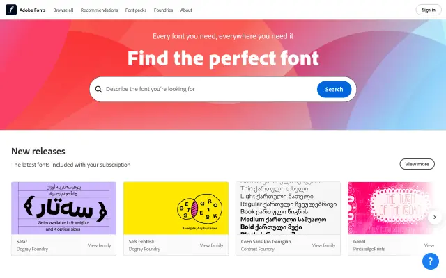 Adobe Fonts preview
