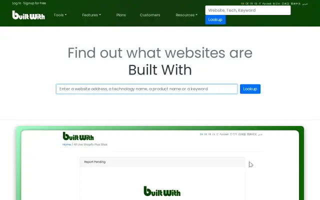 BuiltWith preview