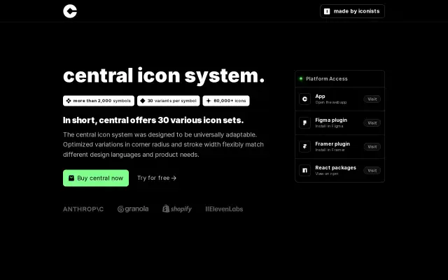 Central icon system preview