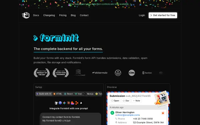 Forminit preview