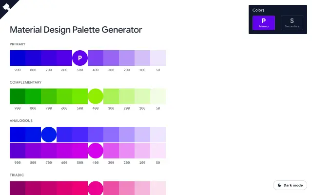 Material Design Palette Generator preview