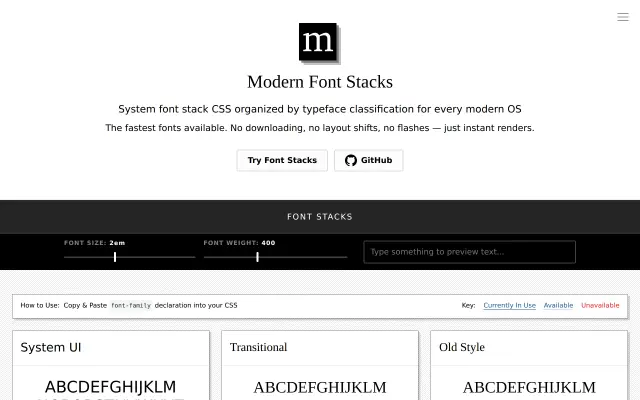 Modern Font Stacks preview