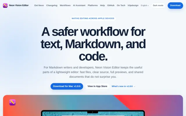 Neon Vision Editor preview