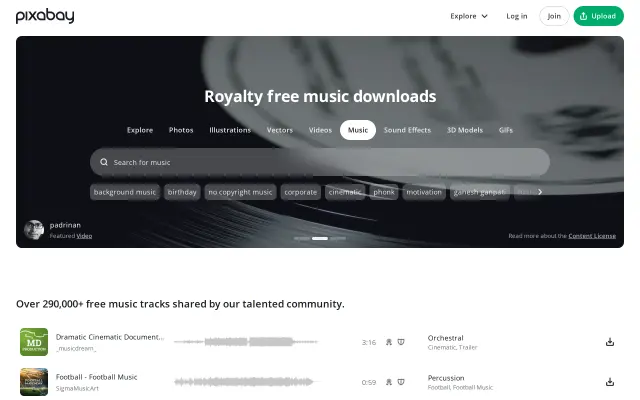 Pixabay Music preview