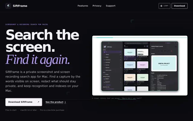 SiftFrame preview