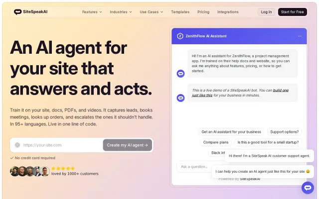 SiteSpeakAI preview