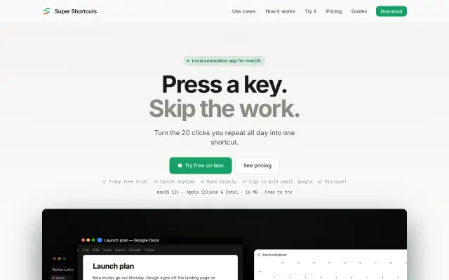Super Shortcuts preview