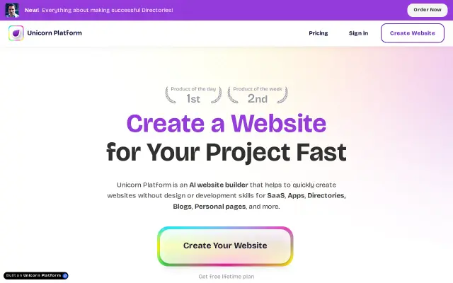 Unicorn Platform preview