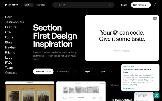 Unsection preview