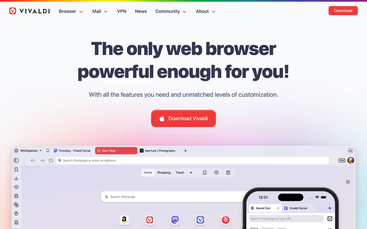 Vivaldi Browser screenshot