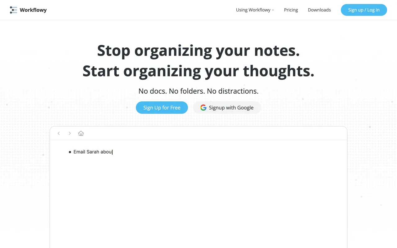 Workflowy screenshot