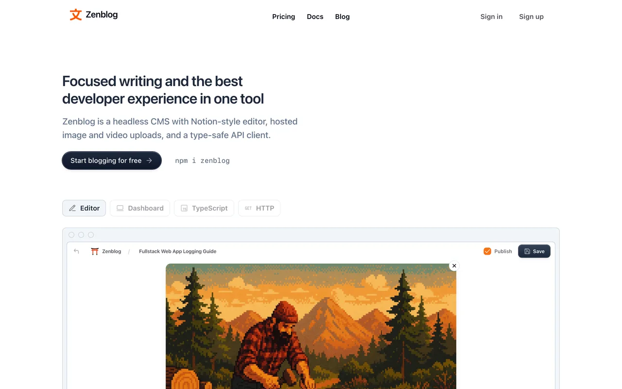 Zenblog screenshot